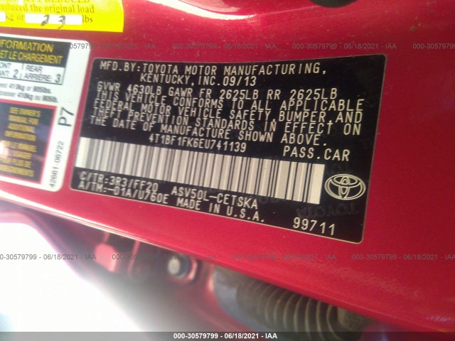 Photo 8 VIN: 4T1BF1FK6EU741139 - TOYOTA CAMRY 