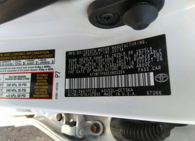 Photo 8 VIN: 4T1BF1FK6EU803204 - TOYOTA CAMRY 