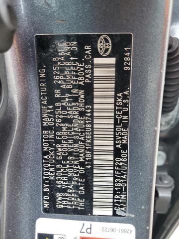 Photo 12 VIN: 4T1BF1FK6EU817443 - TOYOTA CAMRY 