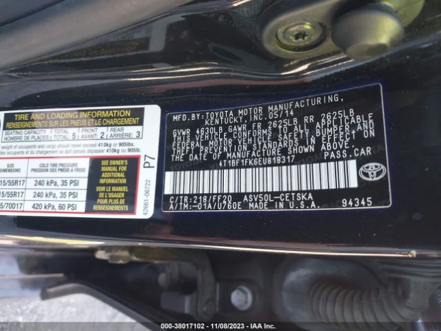 Photo 8 VIN: 4T1BF1FK6EU818317 - TOYOTA CAMRY 