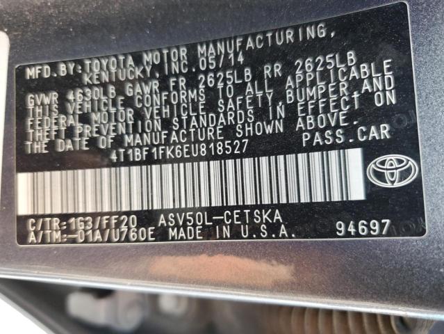 Photo 11 VIN: 4T1BF1FK6EU818527 - TOYOTA CAMRY L 