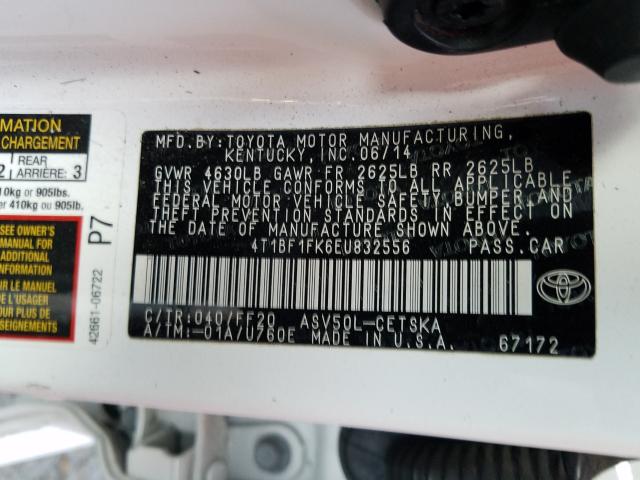 Photo 9 VIN: 4T1BF1FK6EU832556 - TOYOTA CAMRY L 