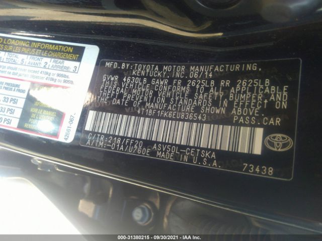 Photo 8 VIN: 4T1BF1FK6EU836543 - TOYOTA CAMRY 