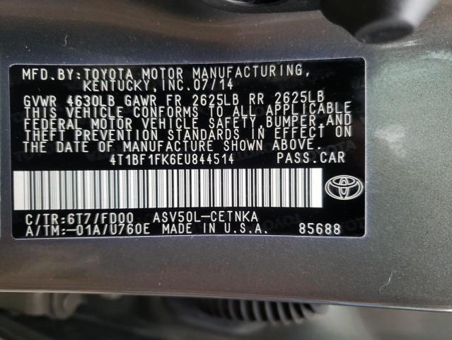 Photo 11 VIN: 4T1BF1FK6EU844514 - TOYOTA CAMRY L 