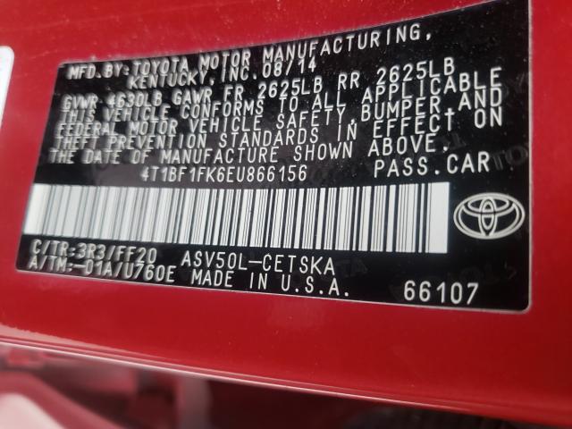 Photo 9 VIN: 4T1BF1FK6EU866156 - TOYOTA CAMRY L 