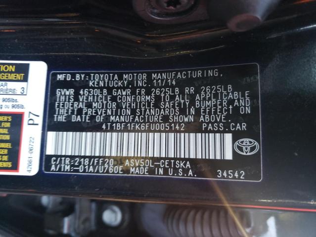 Photo 11 VIN: 4T1BF1FK6FU005142 - TOYOTA CAMRY LE 