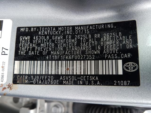 Photo 9 VIN: 4T1BF1FK6FU027352 - TOYOTA CAMRY LE 