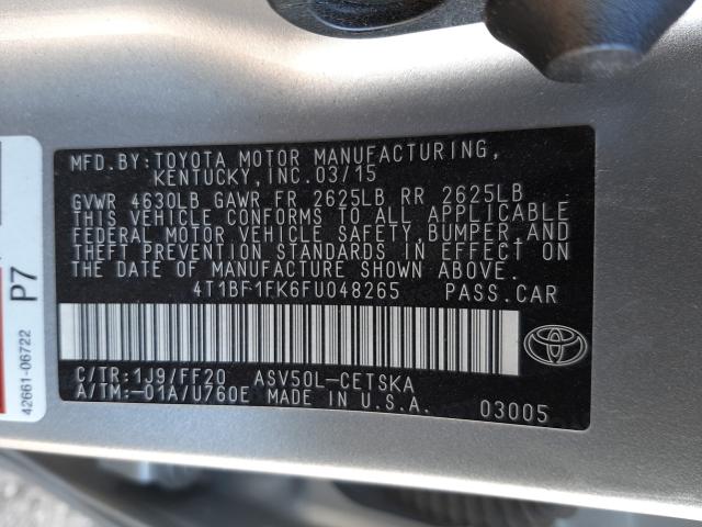 Photo 9 VIN: 4T1BF1FK6FU048265 - TOYOTA CAMRY LE 