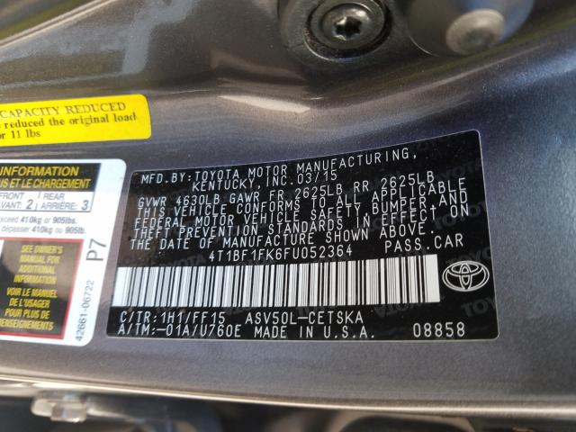 Photo 9 VIN: 4T1BF1FK6FU052364 - TOYOTA CAMRY LE 