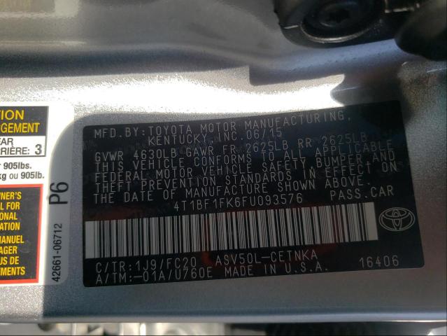 Photo 9 VIN: 4T1BF1FK6FU093576 - TOYOTA CAMRY LE 