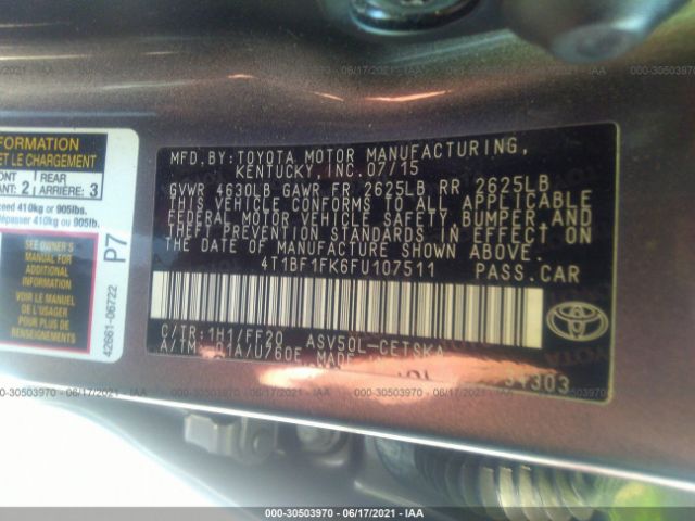 Photo 8 VIN: 4T1BF1FK6FU107511 - TOYOTA CAMRY 