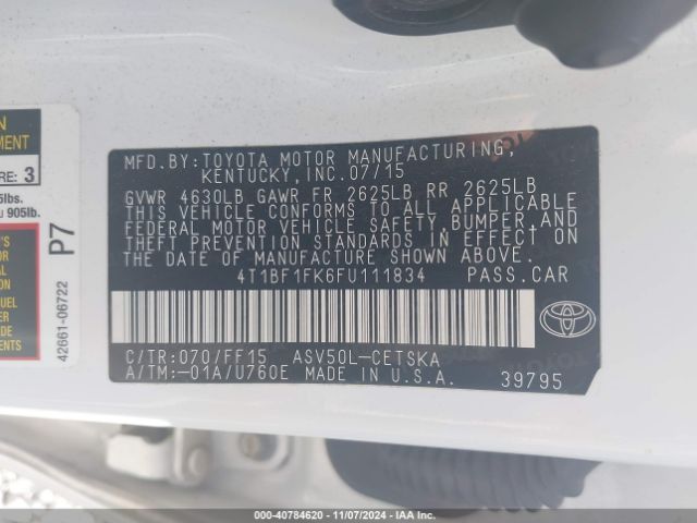 Photo 8 VIN: 4T1BF1FK6FU111834 - TOYOTA CAMRY 