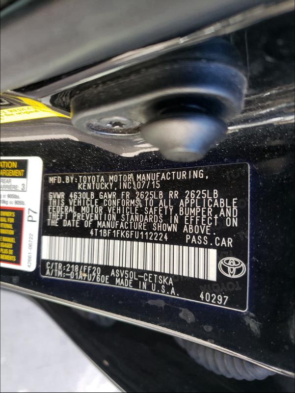 Photo 9 VIN: 4T1BF1FK6FU112224 - TOYOTA CAMRY LE 