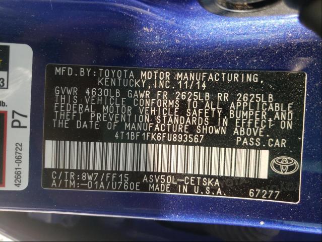 Photo 9 VIN: 4T1BF1FK6FU893567 - TOYOTA CAMRY LE 