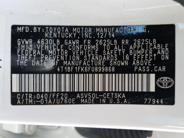 Photo 9 VIN: 4T1BF1FK6FU899868 - TOYOTA CAMRY LE 