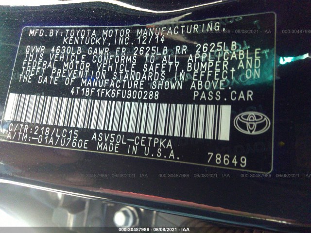 Photo 8 VIN: 4T1BF1FK6FU900288 - TOYOTA CAMRY 