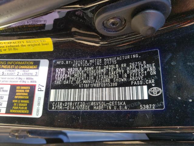 Photo 9 VIN: 4T1BF1FK6FU915390 - TOYOTA CAMRY LE 