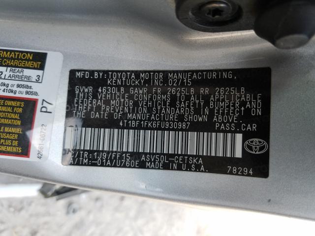 Photo 9 VIN: 4T1BF1FK6FU930987 - TOYOTA CAMRY LE 