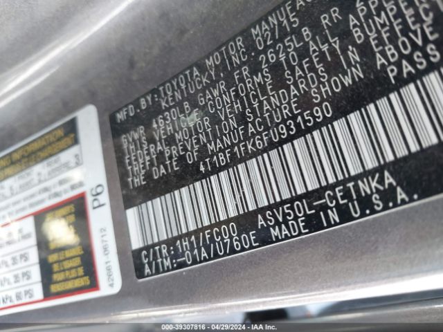 Photo 8 VIN: 4T1BF1FK6FU931590 - TOYOTA CAMRY 