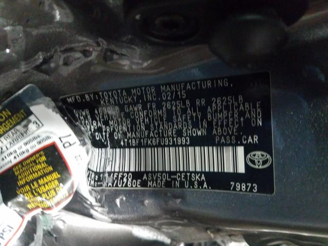 Photo 9 VIN: 4T1BF1FK6FU931993 - TOYOTA CAMRY LE 