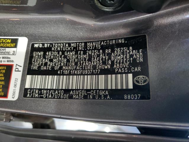 Photo 11 VIN: 4T1BF1FK6FU937177 - TOYOTA CAMRY LE 