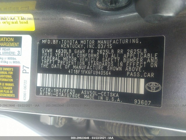 Photo 8 VIN: 4T1BF1FK6FU940564 - TOYOTA CAMRY 