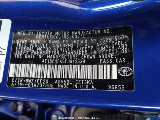 Photo 8 VIN: 4T1BF1FK6FU942539 - TOYOTA CAMRY 