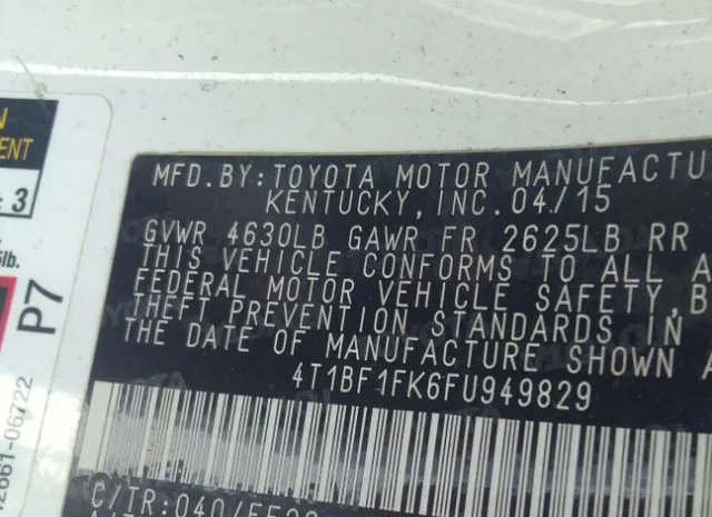 Photo 8 VIN: 4T1BF1FK6FU949829 - TOYOTA CAMRY 