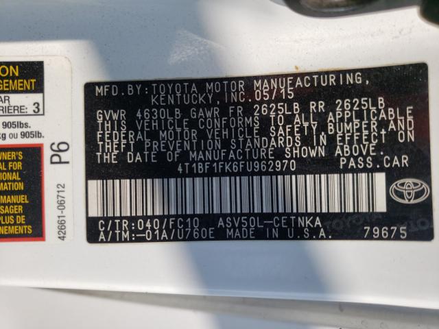 Photo 9 VIN: 4T1BF1FK6FU962970 - TOYOTA CAMRY HYBR 