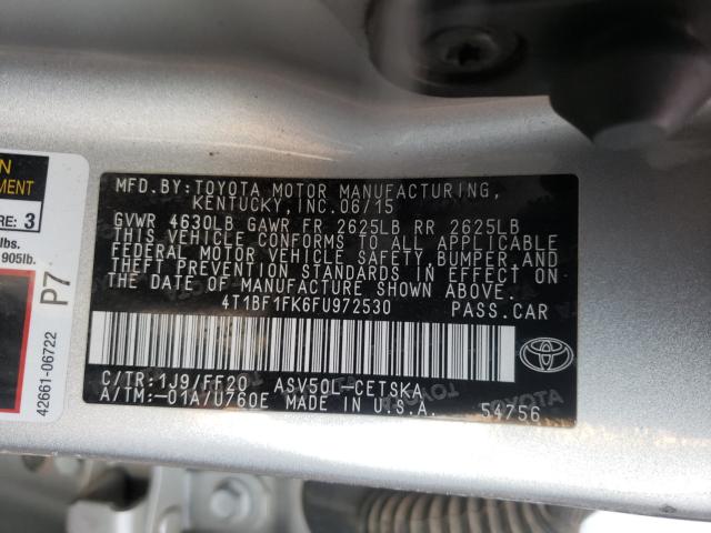 Photo 9 VIN: 4T1BF1FK6FU972530 - TOYOTA CAMRY LE 