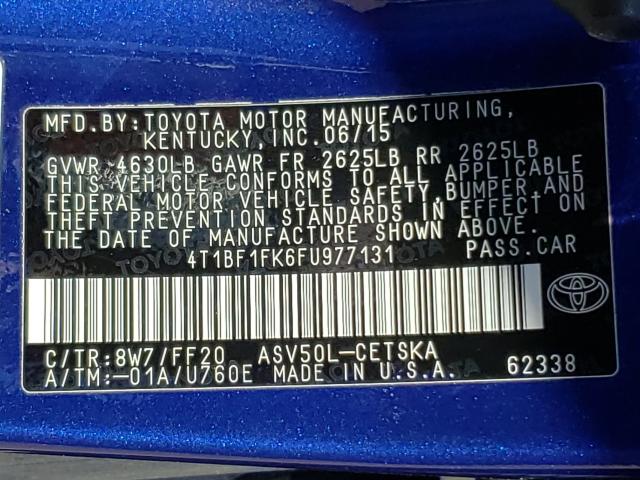 Photo 9 VIN: 4T1BF1FK6FU977131 - TOYOTA CAMRY LE 