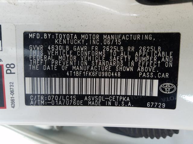 Photo 9 VIN: 4T1BF1FK6FU980448 - TOYOTA CAMRY LE 