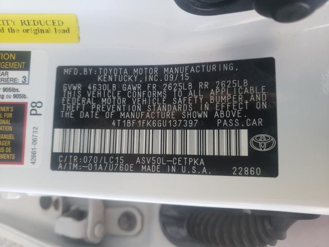 Photo 9 VIN: 4T1BF1FK6GU137397 - TOYOTA CAMRY LE 