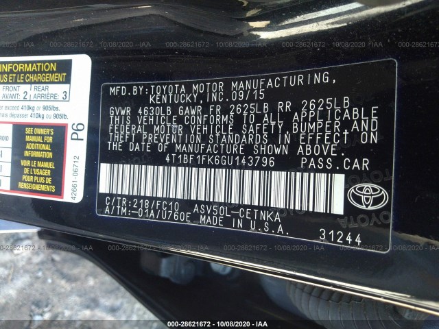 Photo 8 VIN: 4T1BF1FK6GU143796 - TOYOTA CAMRY 