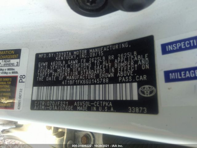 Photo 8 VIN: 4T1BF1FK6GU145788 - TOYOTA CAMRY 