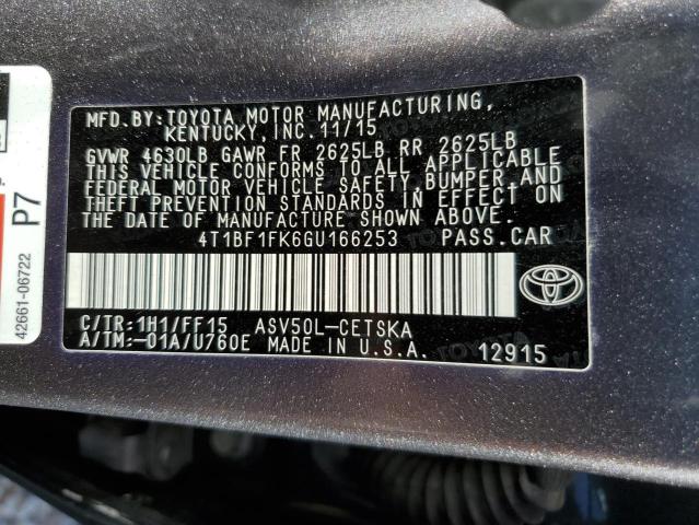 Photo 11 VIN: 4T1BF1FK6GU166253 - TOYOTA CAMRY LE 