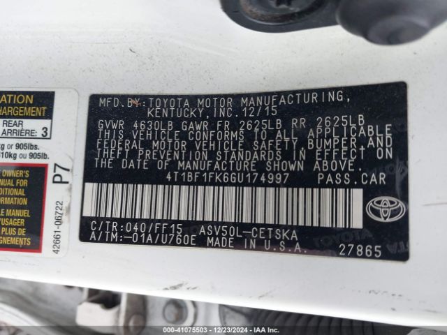 Photo 8 VIN: 4T1BF1FK6GU174997 - TOYOTA CAMRY 