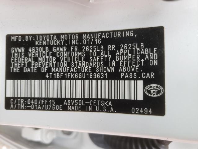 Photo 9 VIN: 4T1BF1FK6GU189631 - TOYOTA CAMRY LE 