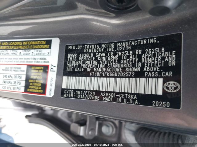 Photo 8 VIN: 4T1BF1FK6GU202572 - TOYOTA CAMRY 