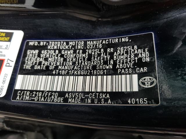 Photo 9 VIN: 4T1BF1FK6GU218061 - TOYOTA CAMRY 