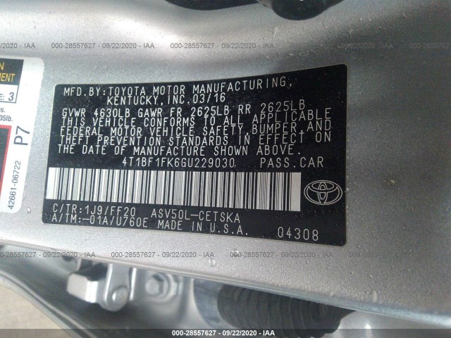 Photo 8 VIN: 4T1BF1FK6GU229030 - TOYOTA CAMRY 