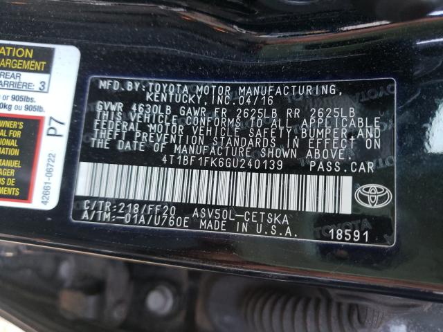 Photo 9 VIN: 4T1BF1FK6GU240139 - TOYOTA CAMRY LE 