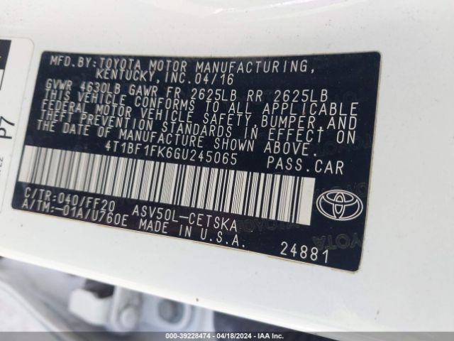 Photo 8 VIN: 4T1BF1FK6GU245065 - TOYOTA CAMRY 