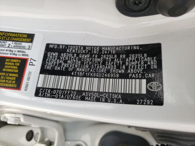 Photo 9 VIN: 4T1BF1FK6GU246958 - TOYOTA CAMRY LE 