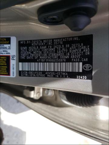 Photo 9 VIN: 4T1BF1FK6GU250976 - TOYOTA CAMRY LE 