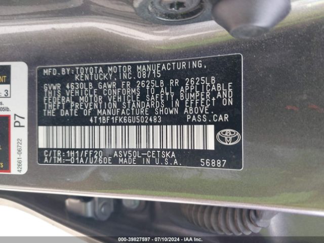 Photo 8 VIN: 4T1BF1FK6GU502483 - TOYOTA CAMRY 