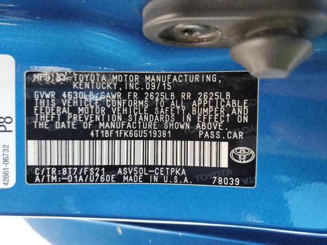 Photo 12 VIN: 4T1BF1FK6GU519381 - TOYOTA CAMRY 