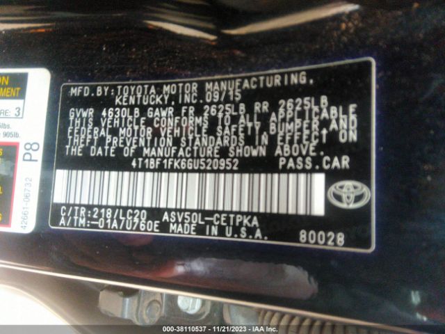 Photo 8 VIN: 4T1BF1FK6GU520952 - TOYOTA CAMRY 