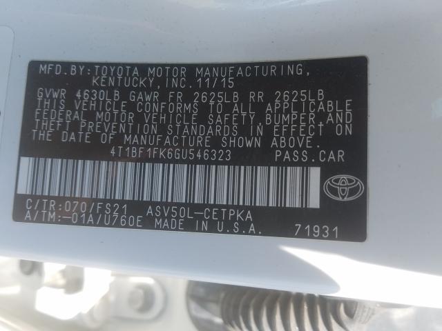 Photo 9 VIN: 4T1BF1FK6GU546323 - TOYOTA CAMRY LE 