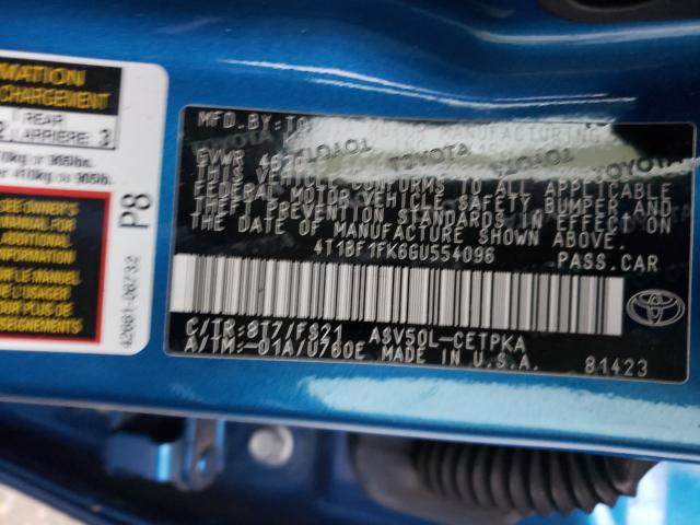 Photo 9 VIN: 4T1BF1FK6GU554096 - TOYOTA CAMRY LE 